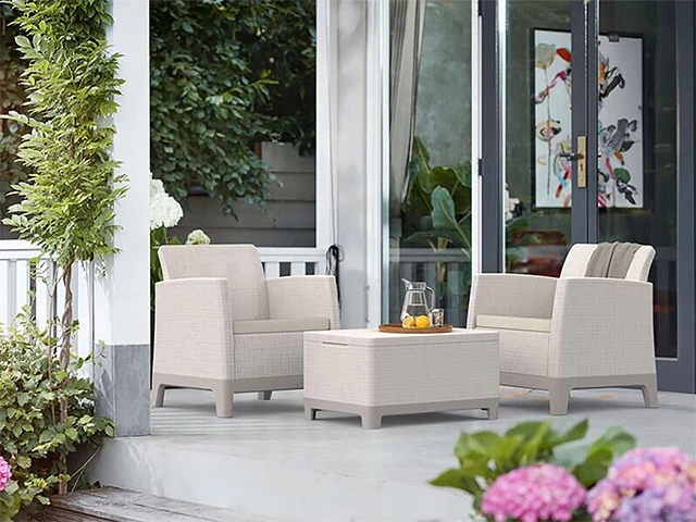 Set mobilier Scandi Forma 4 unitati: masa 51.6X74.7X40 cm,2 fotoli 70.4X73X77.5 cm, canapea, gri/soft bej