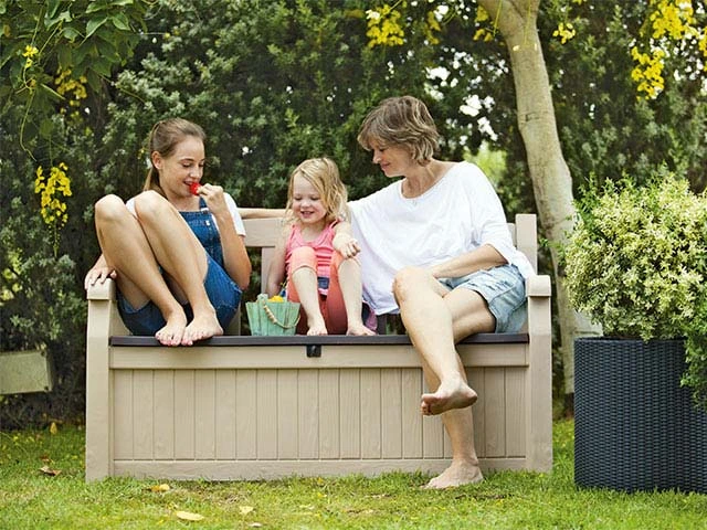 Banca Eden Bench 140X60X84 cm cu lada pentru depozitare 265 l, bej-brun