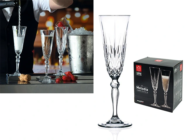 Set 6 pahare pentru sampanie Melodia, 160ml
