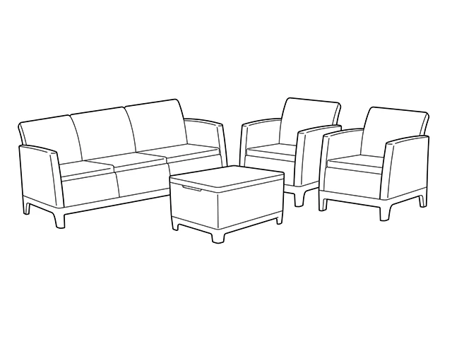 Set mobilier Scandi Forma 4unitati: masa 52X40X75cm,2 fotoli 68X77.5X68cm,canape, gri/soft bej