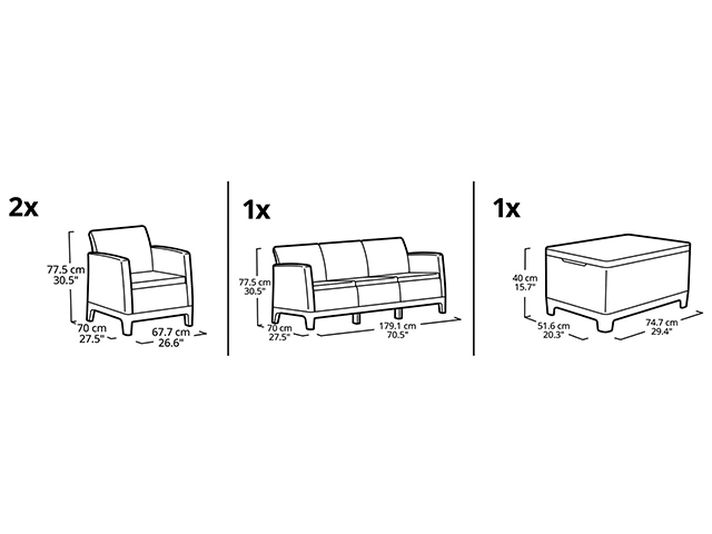 Set mobilier Scandi Forma 4unitati: masa 52X40X75cm,2 fotoli 68X77.5X68cm,canape, gri/soft bej