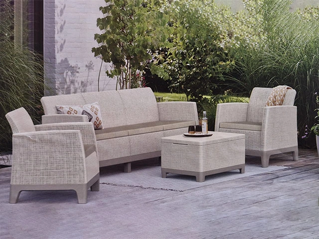 Set mobilier Scandi Forma 4unitati: masa 52X40X75cm,2 fotoli 68X77.5X68cm,canape, gri/soft bej