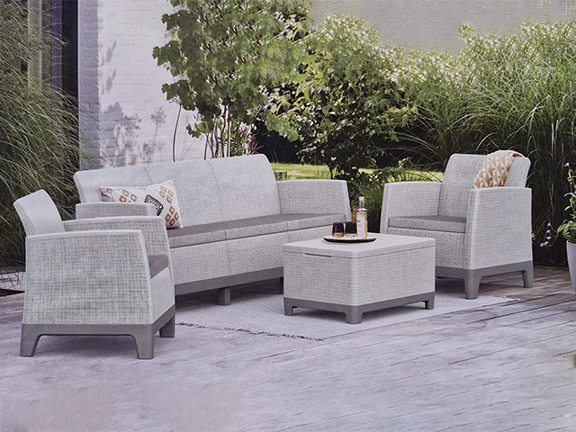 Set mobilier Scandi Forma 4 unitati: masa 52X40X75 cm, 2 fotoli 68X70X78 cm, canapea, gri deschis