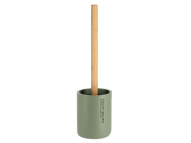 Perie WC cu suport Tendance Kaki mâner bambus, verde, din polirasină