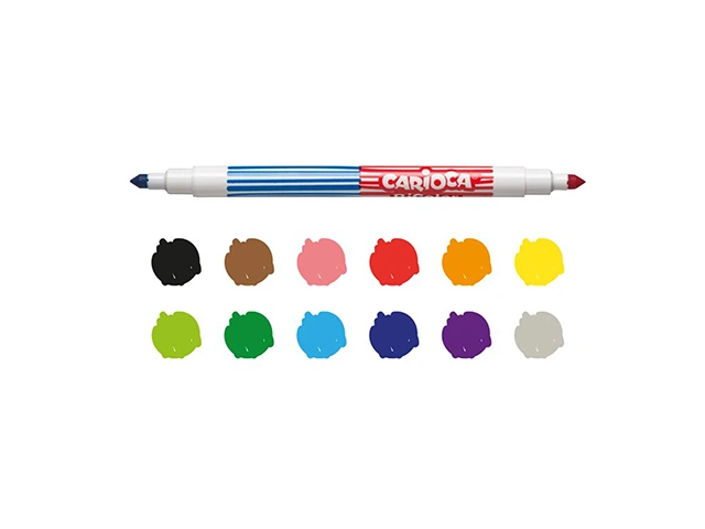Set de marker-e duble Carioca Bi-Color, 6 buc, 12 culori