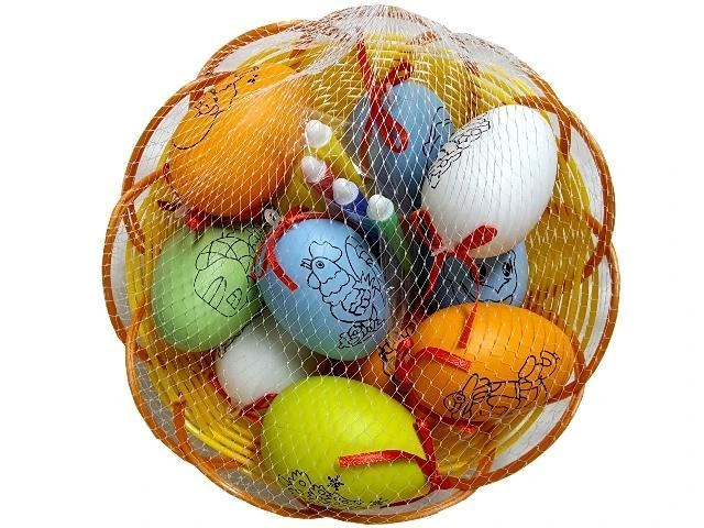 Set oua de Paste 10 buc + 4 careoci, in cos