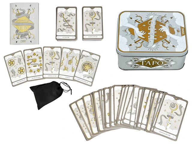 Carti de Tarot pentru ghicit, Gold & Silver Edition, in cutie metalica