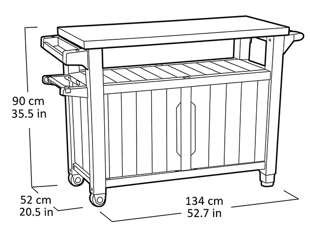 Masa de gratar Unity XL 207 l, 134X52X90 cm, frasin
