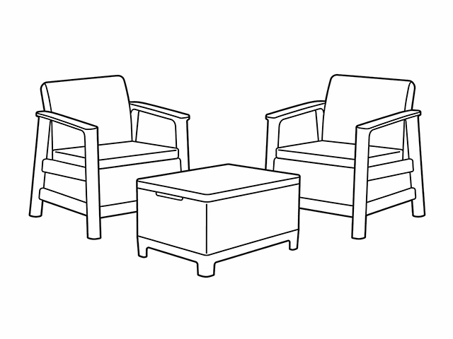 Set mobilier Scandi 3 unitati: masa 52X75X40 cm, 2 fotoli 70X73X77 cm, gri/grafit