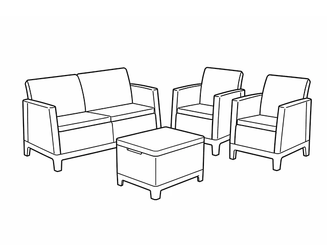Set mobilier Scandi Forma 4 unitati: masa 51.6X74.7X40 cm,2 fotoli 70.4X73X77.5 cm, canapea, gri/soft bej