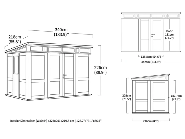 Casuta de gradina Cortina 2.0 11X7 342X218X226 cm, gri