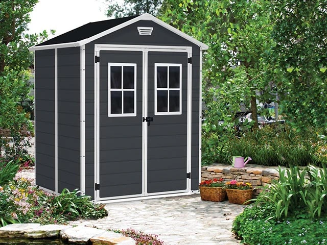 Casuta de gradina Breteuil 6X5 185X152X226 cm, gri inchis