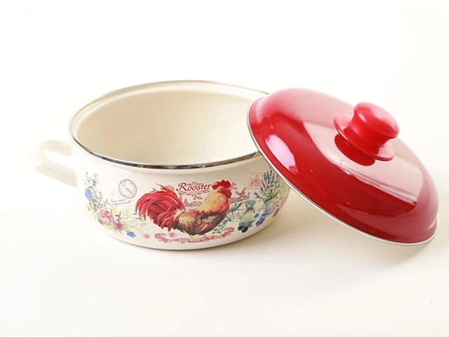 Cratita emailata Сocosul de aur 16 cm, 2.2 l, capac din metal