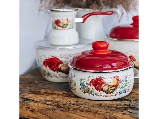 Cratita emailata Сocosul de aur 16 cm, 2.2 l, capac din metal