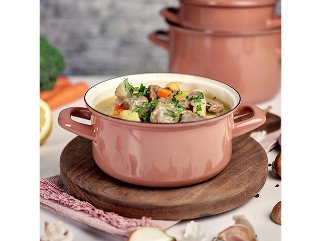 Cratita emailata Mocha Mousse 20 cm, 2.75 l, capac din metal