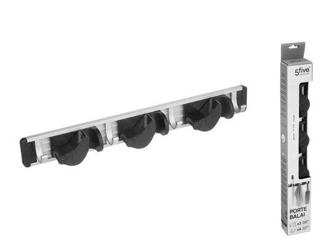 Suport de perete universal Five 4 Carlige 40cm, argintiu