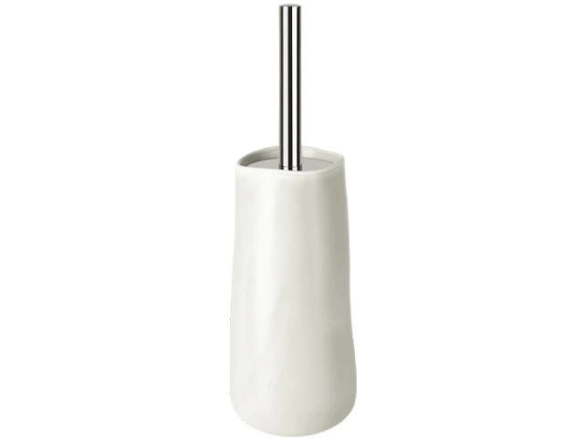 Perie WC cu suport Spirella Sina alba, din ceramică