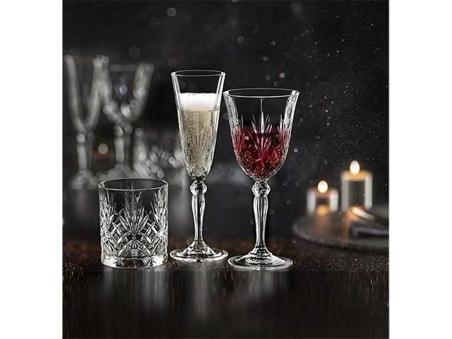 Set 18 pahare din cristal Melodia: pocale 6X160ml, 6X270ml, pahare 6X340ml