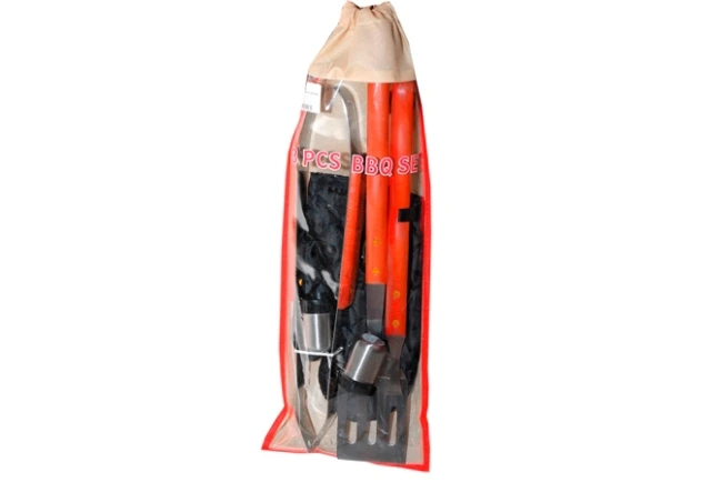 Instrumente pentru gratar BBQ 3unit (spatula, furculita, cleste) maner din lemn