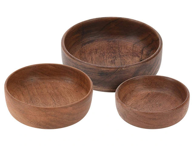 Set boluri din lemn de salcam 3buc D12cm