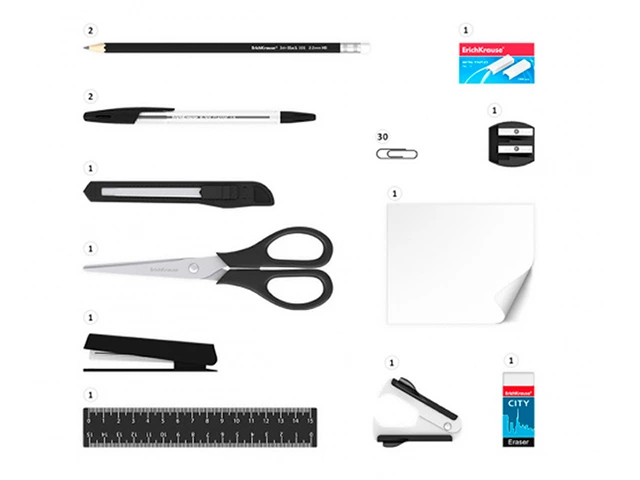 Set de birou rotativ ErichKrause Mini Desk Classic, 12 piese, alb