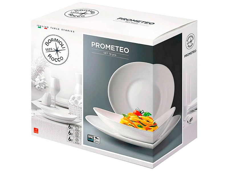 Set farfurii Bormioli Prometeo 18buc, sticla de opal
