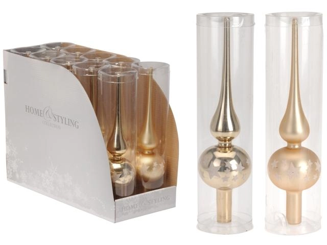 Virf pentru brad din sticla 25cm, auriu