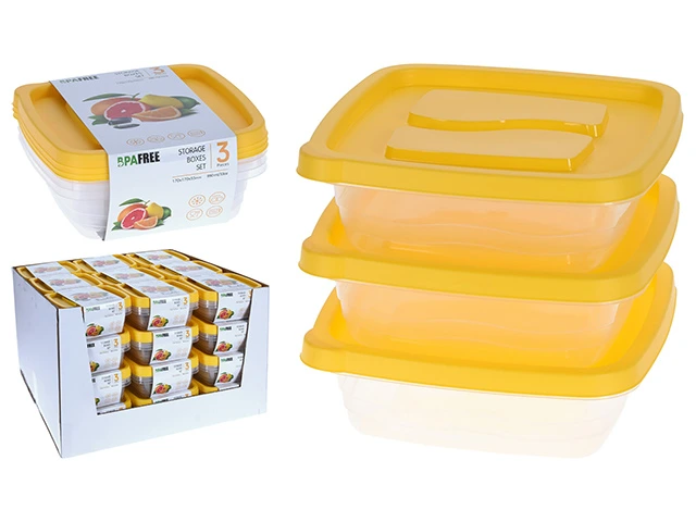 Set caserole pentru pastrare/inghetare/ microunde 3buc, 0.99l, galben