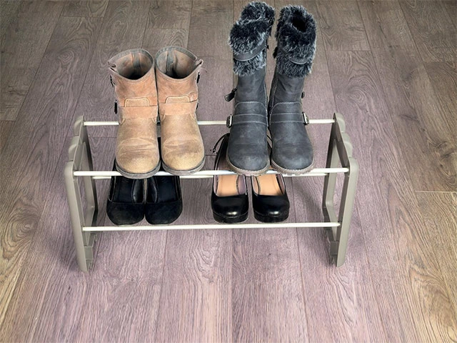 Etajera pentru incaltamine 2 niveluri culisant 60X20X29cm, polipropilena