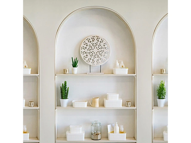 Cutie de depozitare Econova Velvet 2.5l, 23Х15Х9cm, albă, cu capac