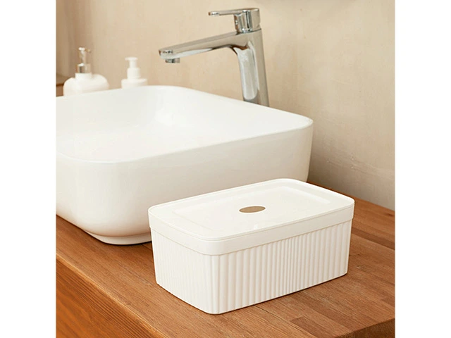 Cutie de depozitare Econova Velvet 2.5l, 23Х15Х9cm, albă, cu capac