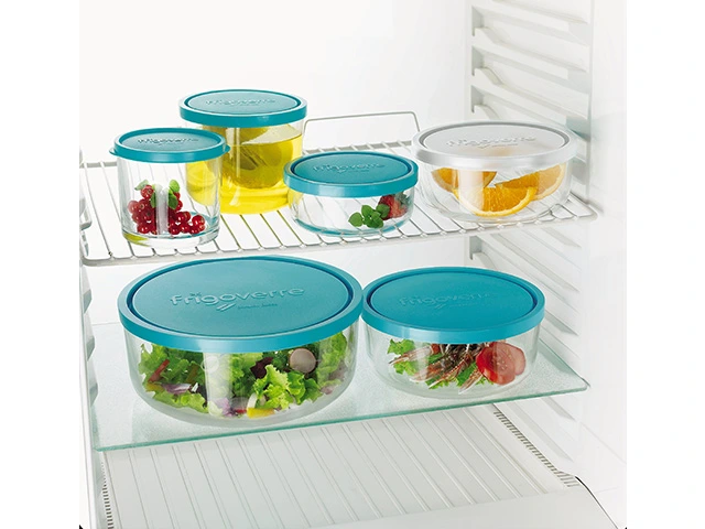 Recipient cu capac  Frigovere 1,6L, D18cm, sticlă, transparent/albastru 
