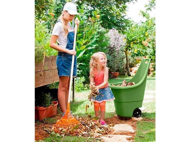 Carucior de gradina Keter Easy Go Breeze 50L, cu 2 roti, verde, plastic