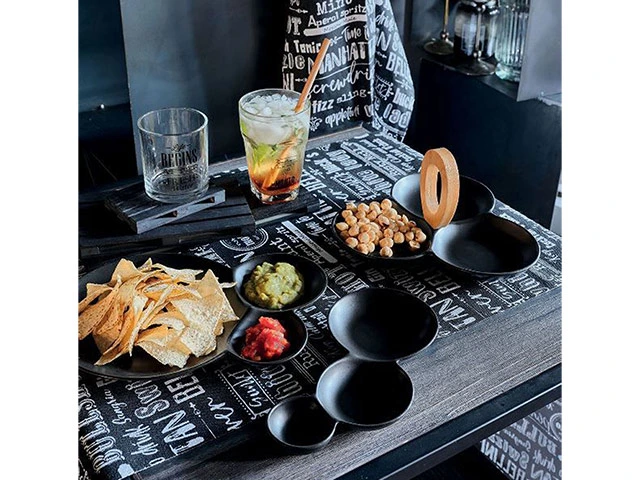 Bol pentru aperitiv Tognana Let's Party 4 portii, 28cm, portelan, neagra