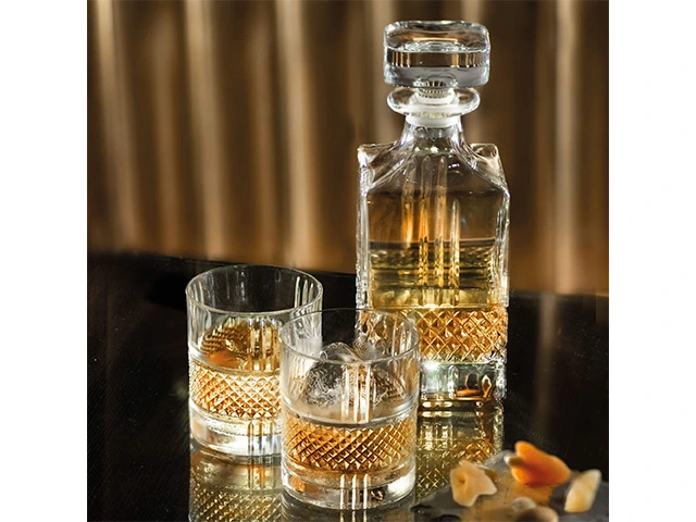 Set carafa 850ml si 6 pahare pentru whisky 340ml Brilliante, cristal