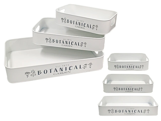 Set tăvi metal ProGarden 3buc: 50X30cm,40X25cm,33X20cm, alb