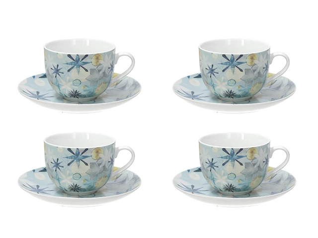 Set 4 cani cu farfurioare Andrea Fontebasso Cristalli, portelan