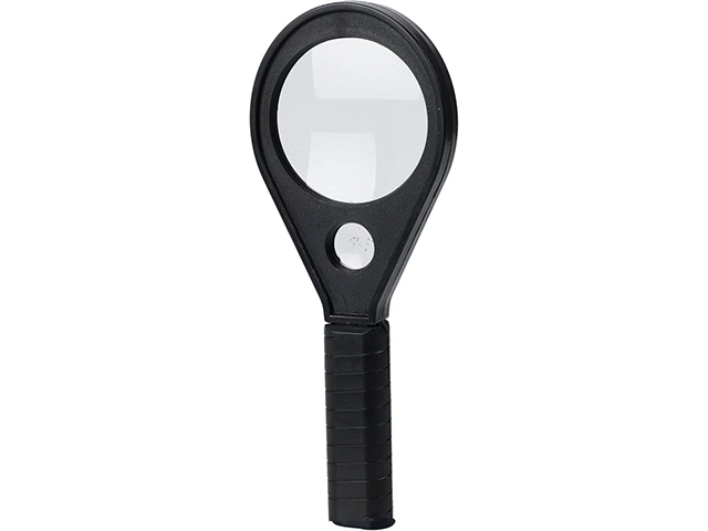 Lupa cu mâner 15 cm, plastic, negru, D6 cm