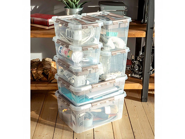 Organizator cu capac cu clame Econova Grand box 10l, 39X29X12.4cm