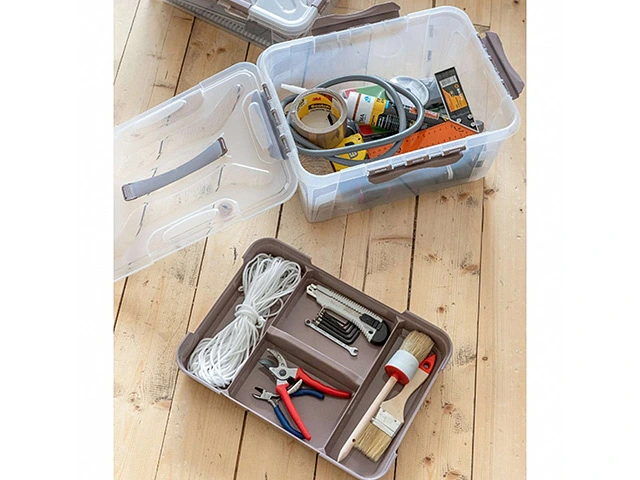 Organizator cu capac cu clame Econova Grand box 15l, 39X29X18cm