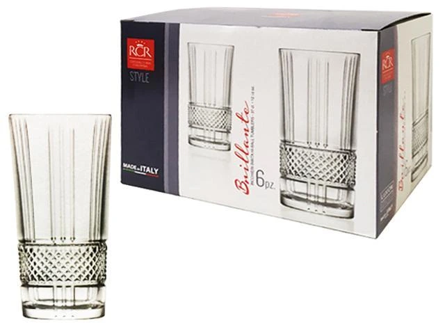 Set 6 pahare tip Tumbler Brilliante 370ml, inalte, cristal