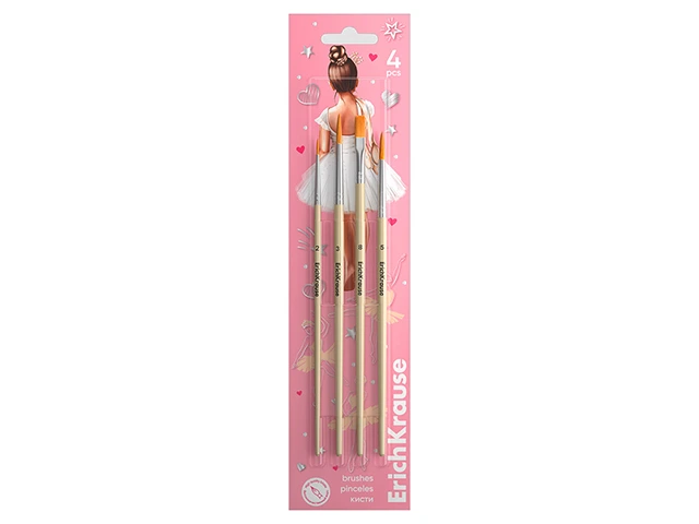Set de pensule pentru acuarela si guas ErichKrause Pointes, 4 buc, blister