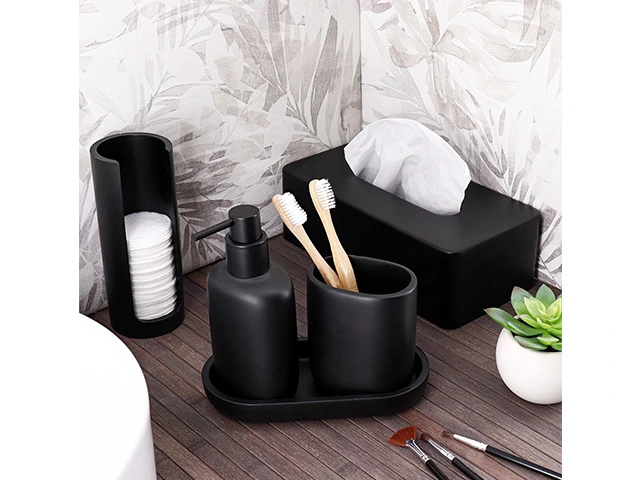 Container pentru dischete cosmetice Tendance, negru