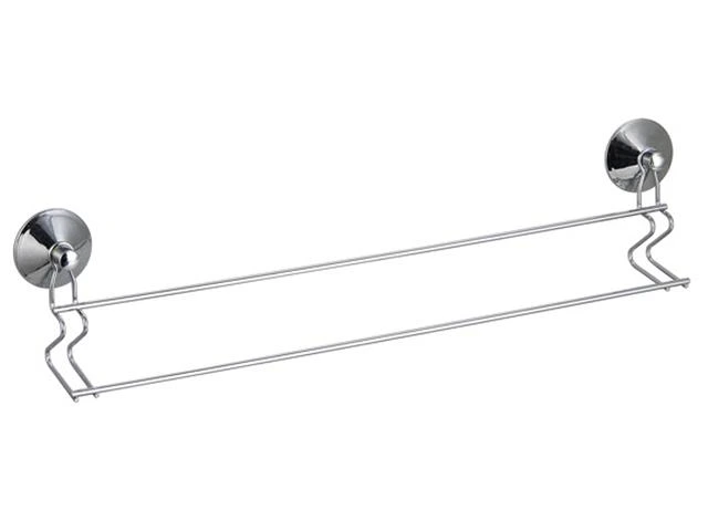 Suport pentru prosoape dubla MSV 50cm, pe ventuze Super Ventosas, crom