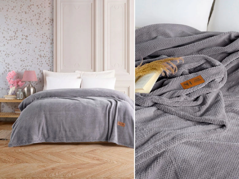 Cuvertura de pat 200X220cm NH Battariye, poliester, gri