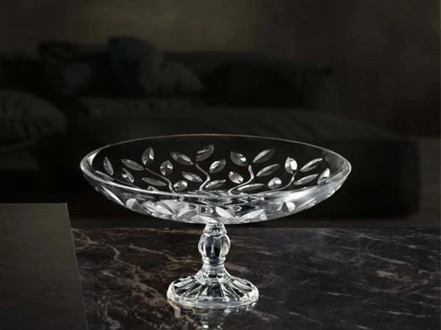 Fructiera din cristal cu piciorus Laurus D33cm