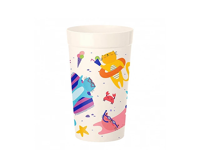 Pahar pentru copii Phibo 380ml, desen, bej/roz