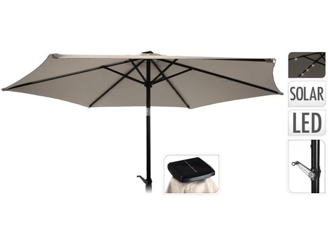 Umbrela pentru terasa D2.7m, lumina solara 24LED pe spite, 6 spite