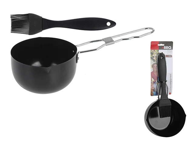 Set pentru sos BBQ 2buc: oala D11X6cm, perie 21cm