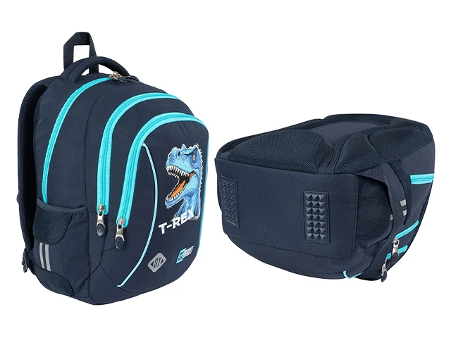 Ghiozdan scolar ortopedic 27X17X39 cm Blue T-Rex
